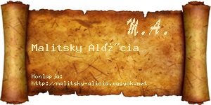 Malitsky Alícia névjegykártya